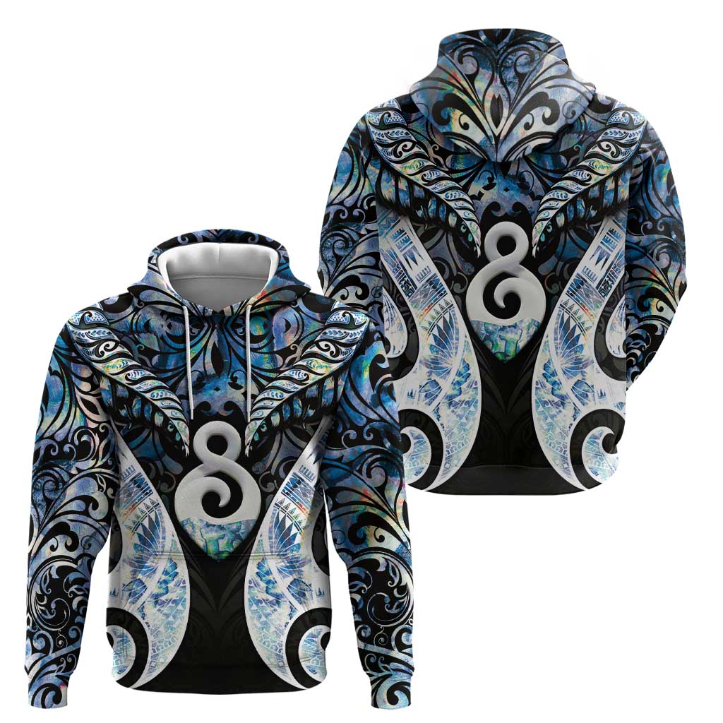 New Zealand Aotearoa Zip Hoodie Pikorua Single Twist Green Paua Shell DT05 - Polynesian Pride