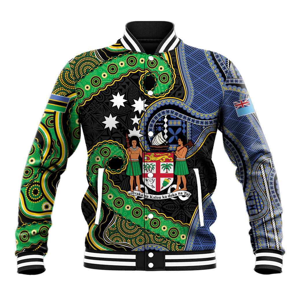 South Sea Islanders And Fiji Baseball Jacket Fijian Coat Of Arms And Southern Cross DT05 Unisex Black - Polynesian Pride