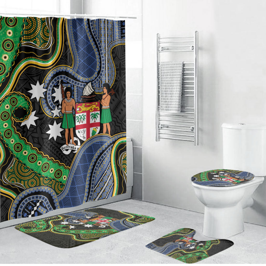 South Sea Islanders And Fiji Bathroom Set Fijian Coat Of Arms And Southern Cross DT05 Bathroom Set (4 pcs) Black - Polynesian Pride