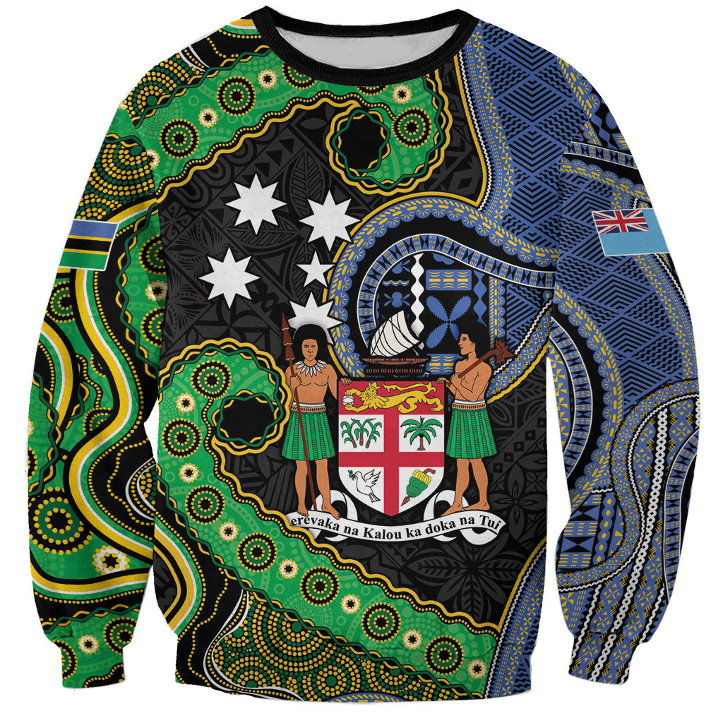 South Sea Islanders And Fiji Sweatshirt Fijian Coat Of Arms And Southern Cross DT05 Unisex Black - Polynesian Pride