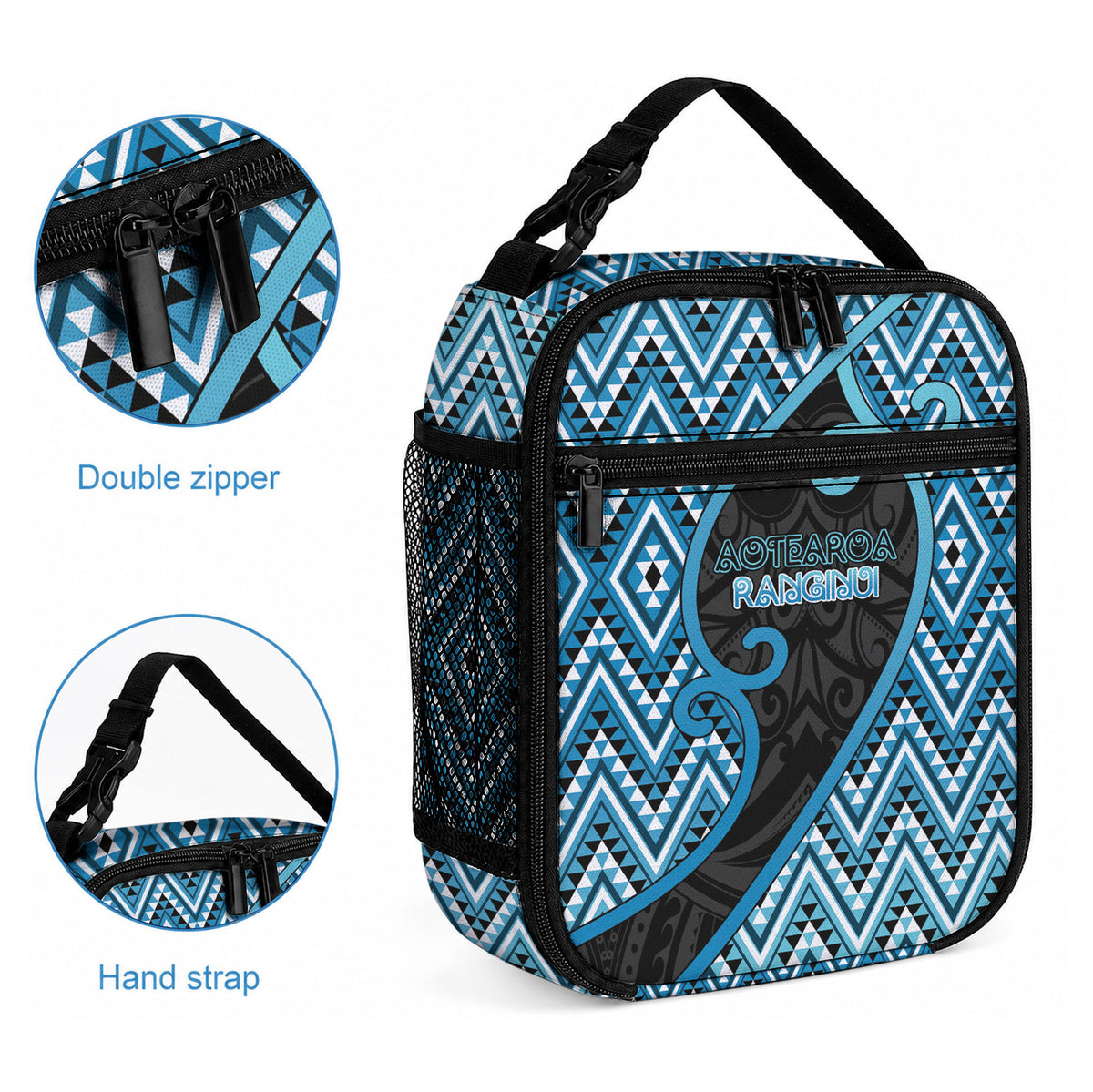 Aotearoa Atua Ranginui Lunch Bag Maori Sky Father Koru Patterns DT05 - Polynesian Pride