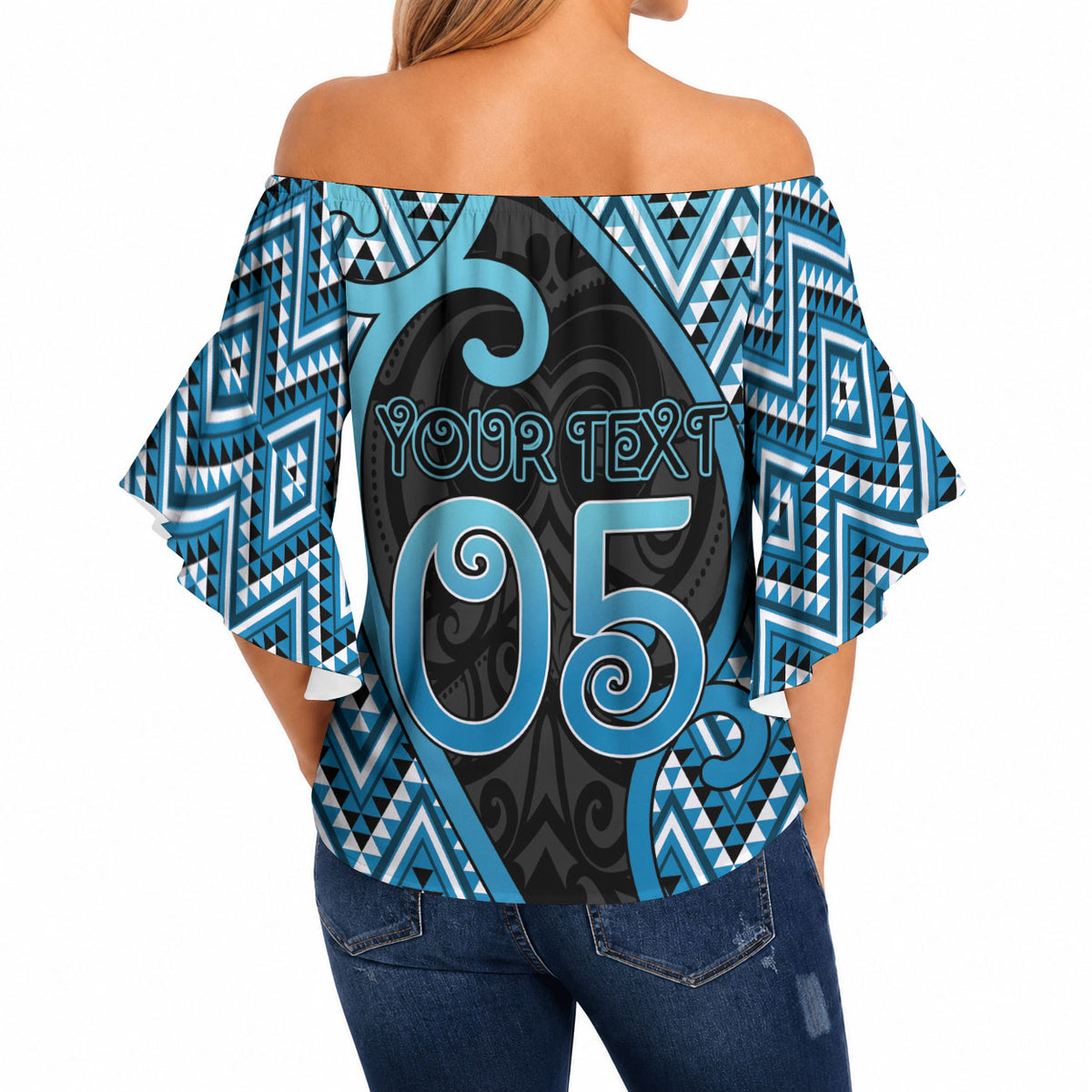 Custom Aotearoa Atua Ranginui Off Shoulder Wrap Waist Top Maori Sky Father Koru Patterns DT05 - Polynesian Pride