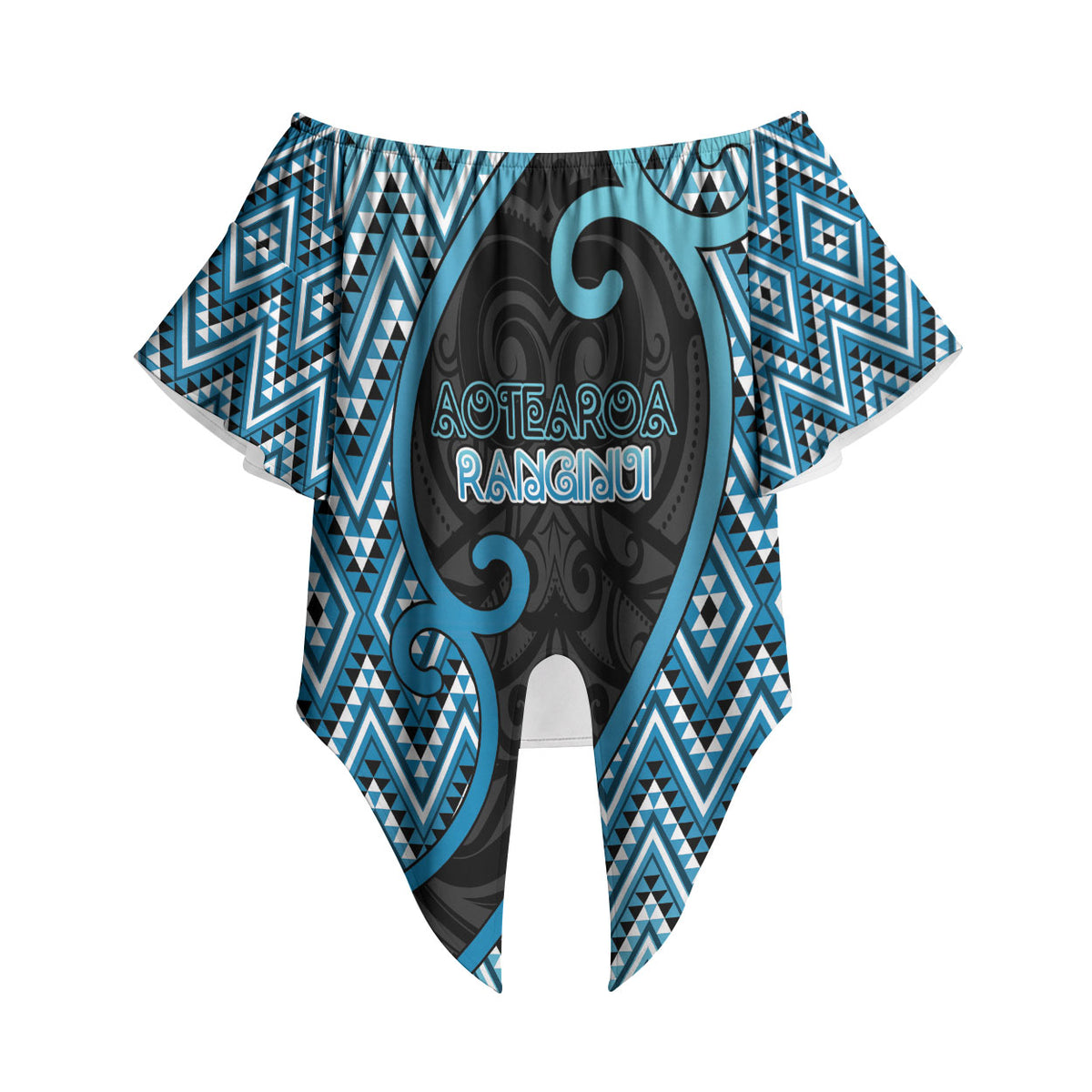 Custom Aotearoa Atua Ranginui Off Shoulder Wrap Waist Top Maori Sky Father Koru Patterns DT05 - Polynesian Pride