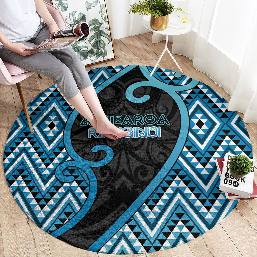 Aotearoa Atua Ranginui Round Carpet Maori Sky Father Koru Patterns DT05 - Polynesian Pride
