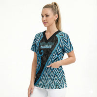 Custom Aotearoa Atua Ranginui Scrub Top Maori Sky Father Koru Patterns DT05 - Polynesian Pride