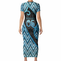 Custom Aotearoa Atua Ranginui Short Sleeve Bodycon Dress Maori Sky Father Koru Patterns DT05 - Polynesian Pride