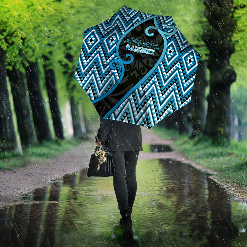 Aotearoa Atua Ranginui Umbrella Maori Sky Father Koru Patterns DT05 - Polynesian Pride
