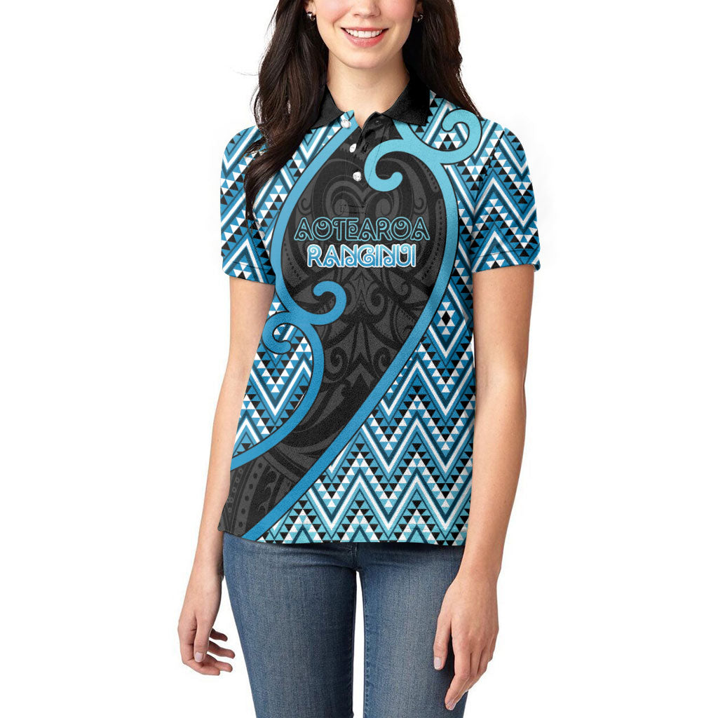 Custom Aotearoa Atua Ranginui Women Polo Shirt Maori Sky Father Koru Patterns DT05 - Polynesian Pride