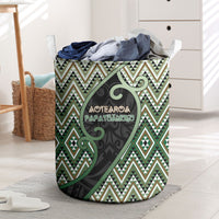 Aotearoa Atua Papatuanuku Laundry Basket Earth Mother Father Koru Patterns DT05 Green - Polynesian Pride