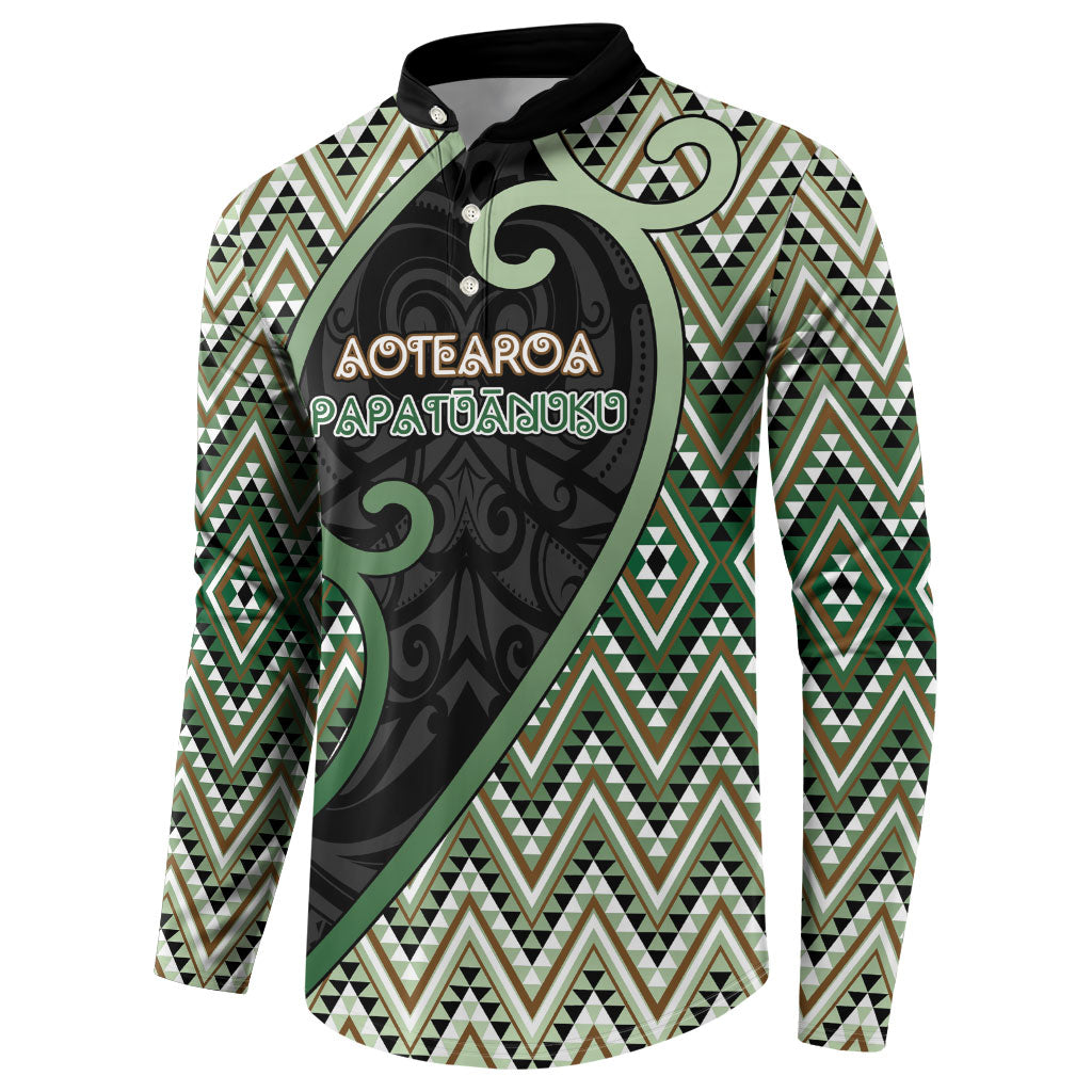 Custom Aotearoa Atua Papatuanuku Button Sweatshirt Earth Mother Father Koru Patterns DT05 - Polynesian Pride