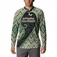 Custom Aotearoa Atua Papatuanuku Button Sweatshirt Earth Mother Father Koru Patterns DT05 - Polynesian Pride