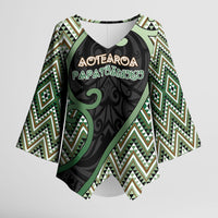 Custom Aotearoa Atua Papatuanuku Kimono Sleeve Blouse Earth Mother Father Koru Patterns DT05 Female Green - Polynesian Pride