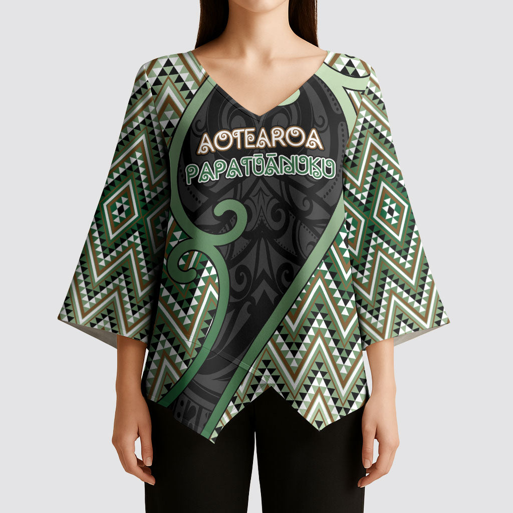 Custom Aotearoa Atua Papatuanuku Kimono Sleeve Blouse Earth Mother Father Koru Patterns DT05 - Polynesian Pride
