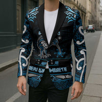 Personalised Ngati Kahungunu Aotearoa Meri Kirihimete Blazer Maori Kiwi Bird Silver Fern Koru Pattern DT05 - Polynesian Pride