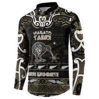 Personalised Waikato Tainui Aotearoa Meri Kirihimete Button Sweatshirt Maori Kiwi Bird Silver Fern Koru Pattern DT05 - Polynesian Pride