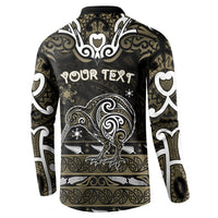 Personalised Waikato Tainui Aotearoa Meri Kirihimete Button Sweatshirt Maori Kiwi Bird Silver Fern Koru Pattern DT05 - Polynesian Pride