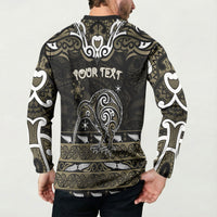 Personalised Waikato Tainui Aotearoa Meri Kirihimete Button Sweatshirt Maori Kiwi Bird Silver Fern Koru Pattern DT05 - Polynesian Pride