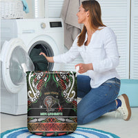 Ngai Tuhoe Aotearoa Meri Kirihimete Laundry Basket Maori Kiwi Bird Silver Fern Koru Pattern DT05 - Polynesian Pride