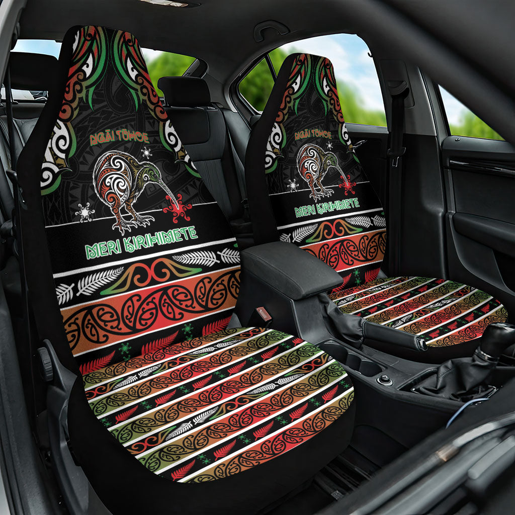 Ngai Tuhoe Aotearoa Meri Kirihimete Car Seat Cover Maori Kiwi Bird Silver Fern Koru Pattern DT05 One Size Multicolor - Polynesian Pride