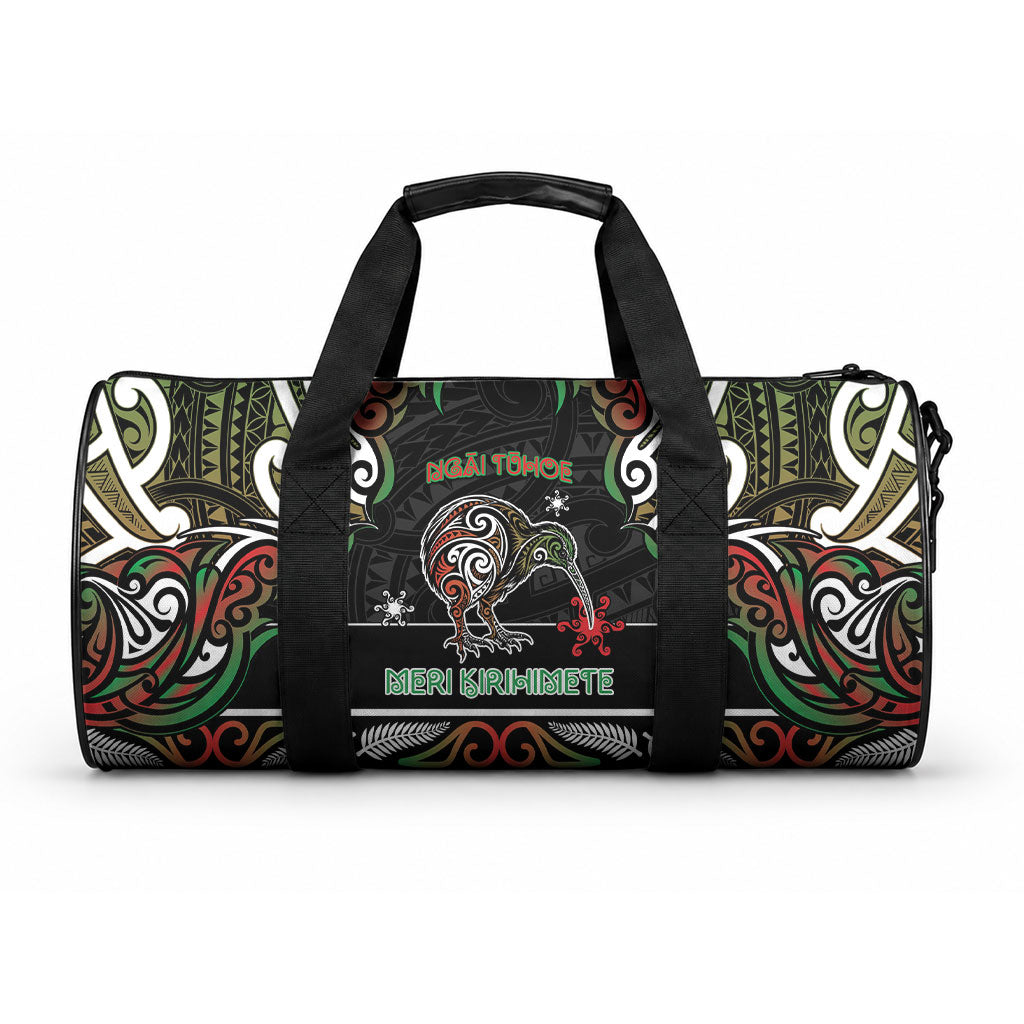 Ngai Tuhoe Aotearoa Meri Kirihimete Duffle Bag Maori Kiwi Bird Silver Fern Koru Pattern DT05 One size Multicolor - Polynesian Pride
