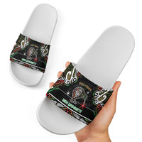 Ngai Tuhoe Aotearoa Meri Kirihimete Slide Sandals Maori Kiwi Bird Silver Fern Koru Pattern DT05 - Polynesian Pride