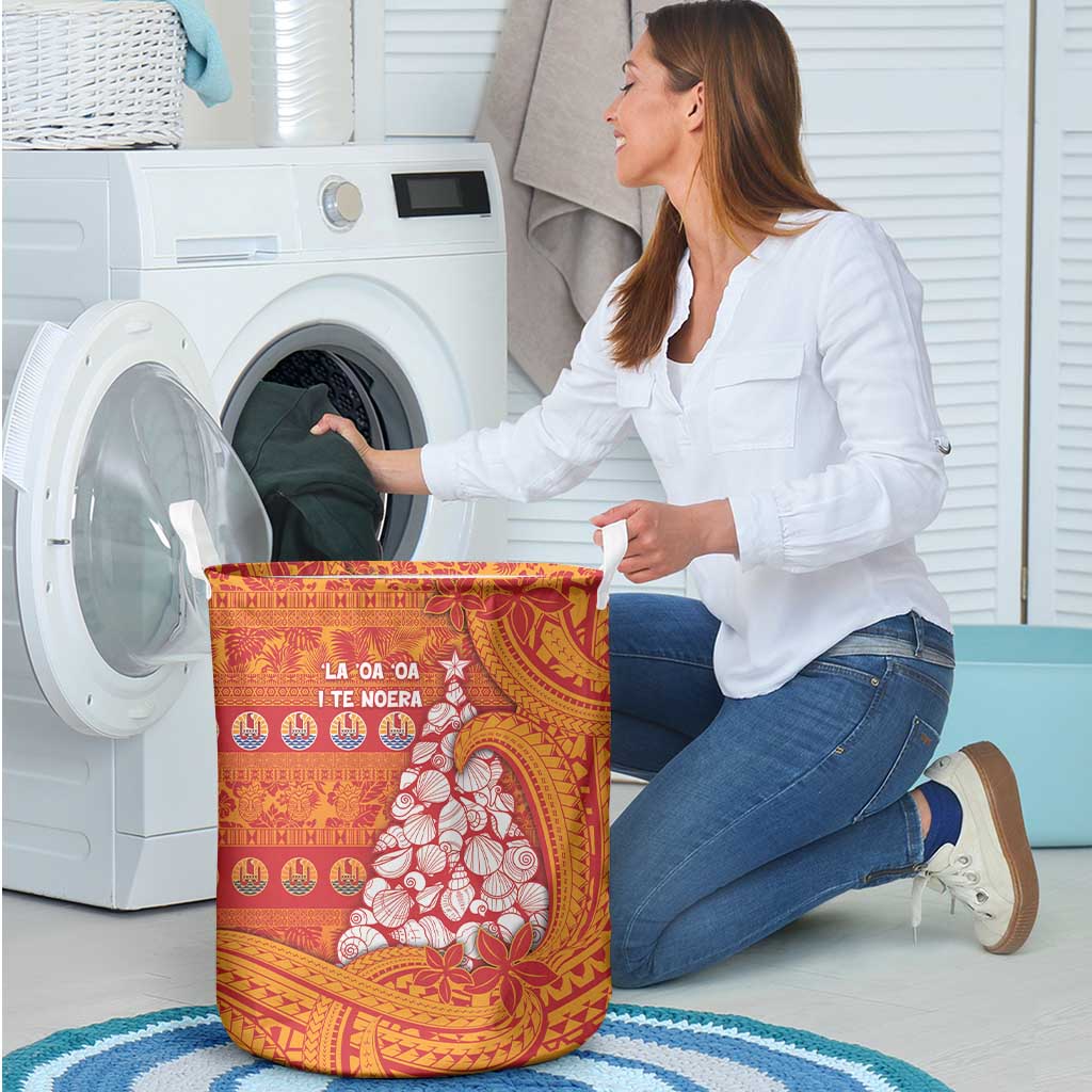 French Polynesia Christmas Laundry Basket Seashell Xmas Tree Tribal Waves DT05 - Polynesian Pride