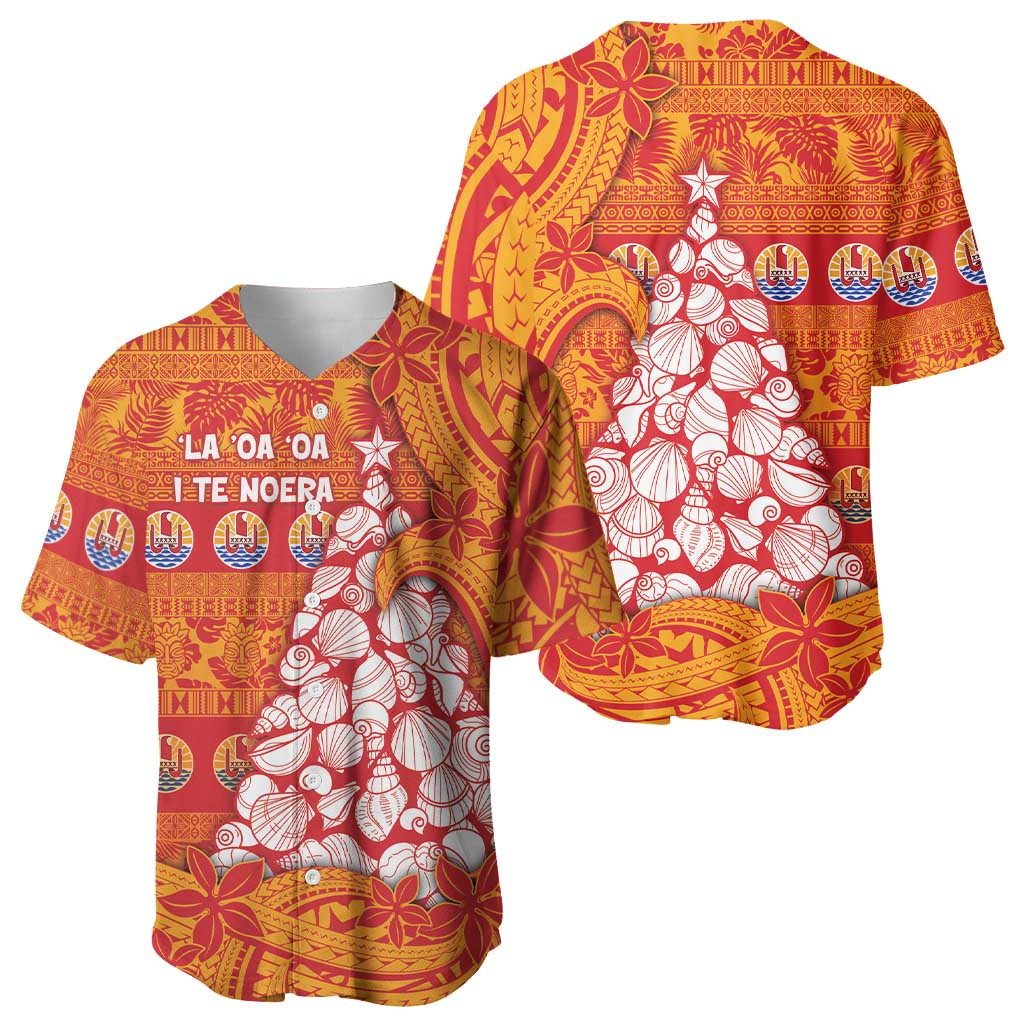 French Polynesia Christmas Baseball Jersey Seashell Xmas Tree Tribal Waves DT05 - Polynesian Pride