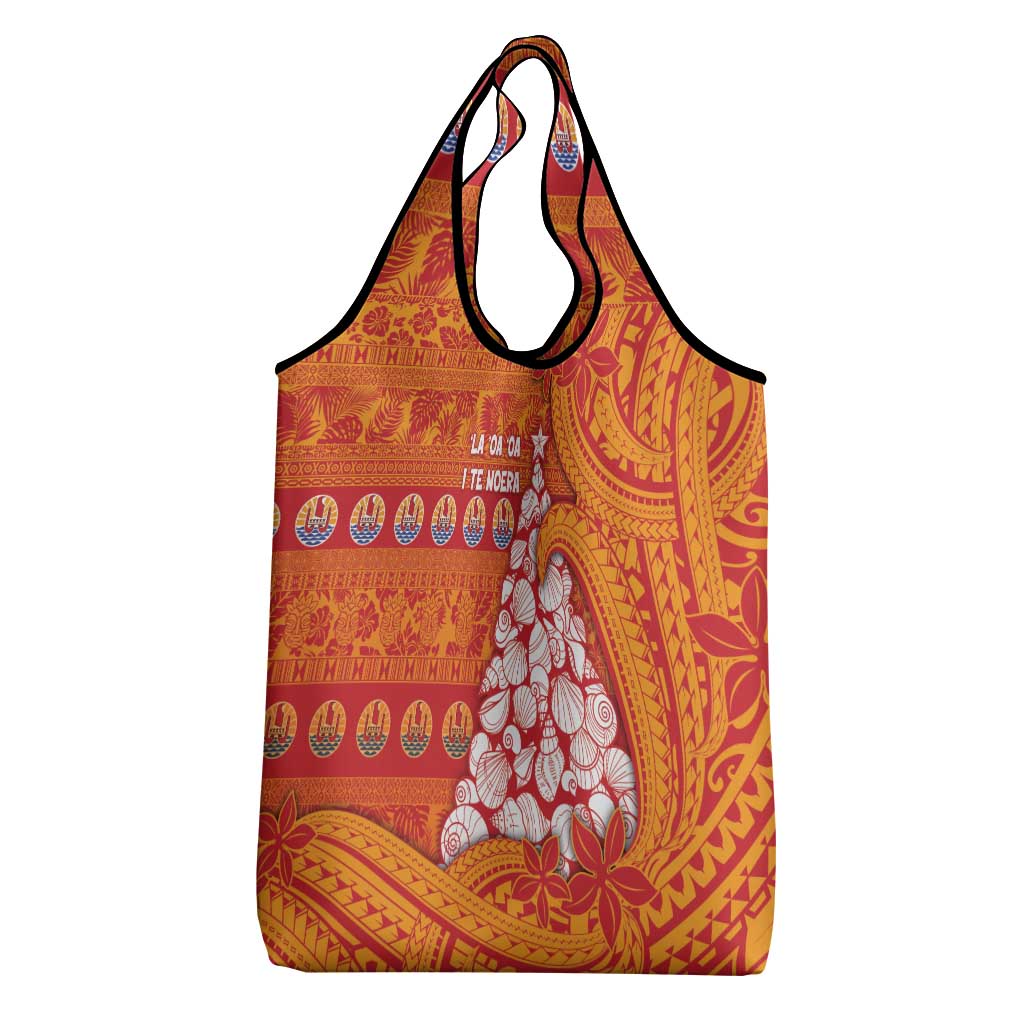 French Polynesia Christmas Grocery Bag Seashell Xmas Tree Tribal Waves DT05 - Polynesian Pride