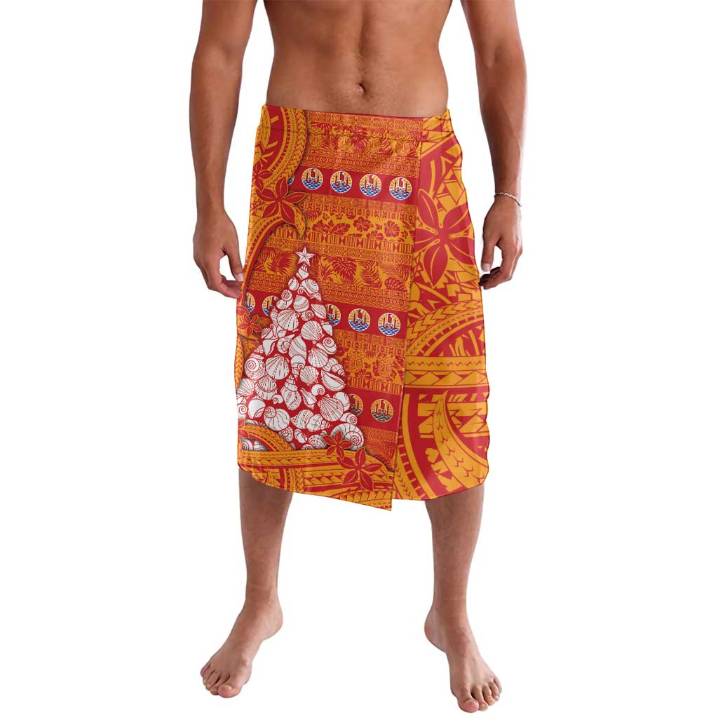 French Polynesia Christmas Lavalava Seashell Xmas Tree Tribal Waves DT05 Orange - Polynesian Pride