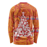 French Polynesia Christmas Long Sleeve Shirt Seashell Xmas Tree Tribal Waves DT05 - Polynesian Pride