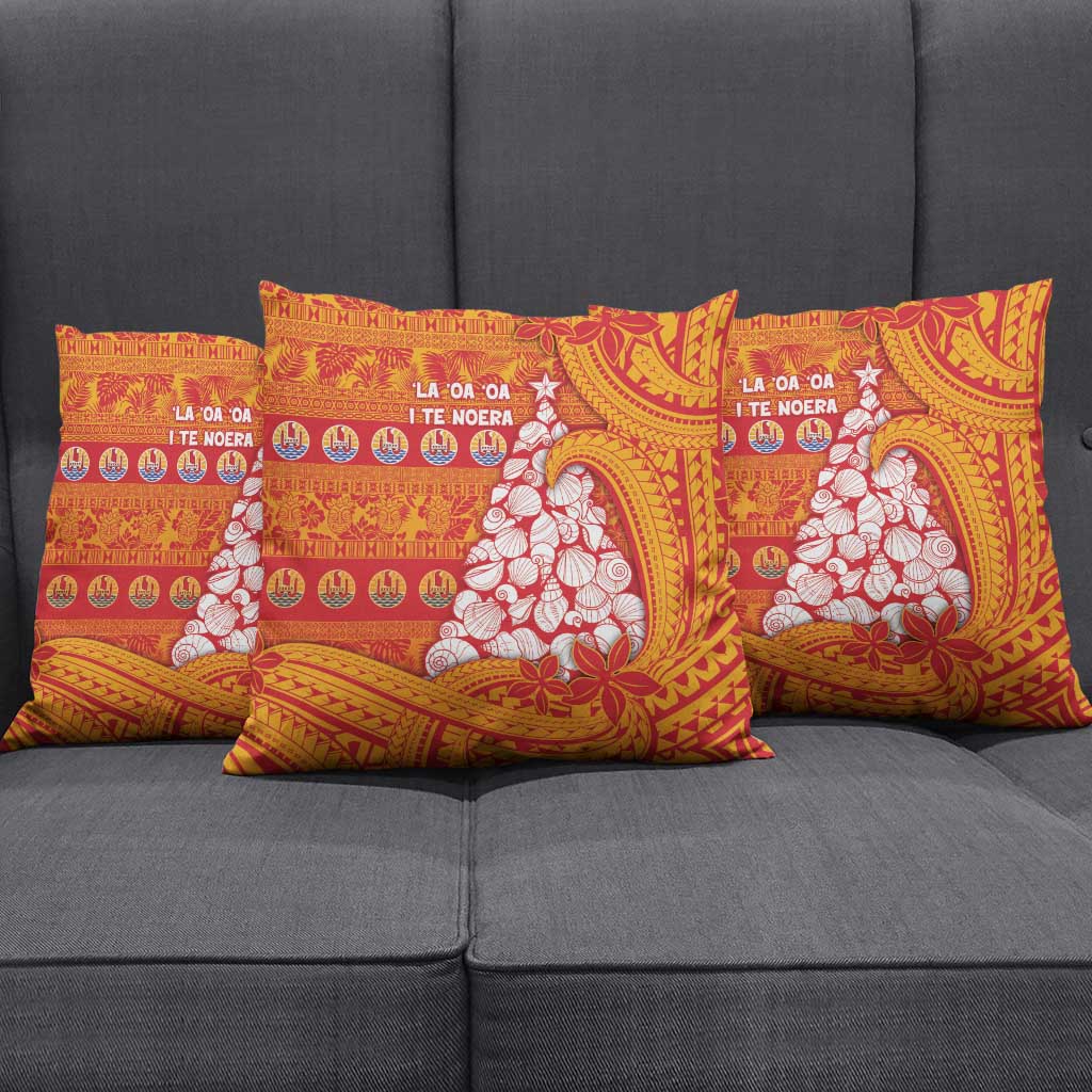 French Polynesia Christmas Pillow Cover Seashell Xmas Tree Tribal Waves DT05 - Polynesian Pride