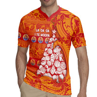 French Polynesia Christmas Rugby Jersey Seashell Xmas Tree Tribal Waves DT05 - Polynesian Pride