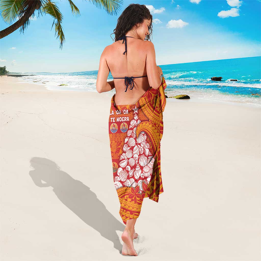 French Polynesia Christmas Sarong Seashell Xmas Tree Tribal Waves DT05 - Polynesian Pride