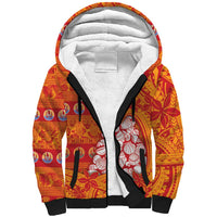 French Polynesia Christmas Sherpa Hoodie Seashell Xmas Tree Tribal Waves DT05 Unisex Orange - Polynesian Pride