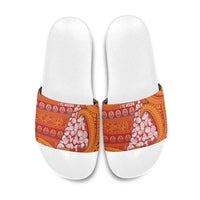French Polynesia Christmas Slide Sandals Seashell Xmas Tree Tribal Waves DT05 Orange - Polynesian Pride