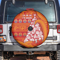 French Polynesia Christmas Spare Tire Cover Seashell Xmas Tree Tribal Waves DT05 Orange - Polynesian Pride
