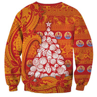 French Polynesia Christmas Sweatshirt Seashell Xmas Tree Tribal Waves DT05 - Polynesian Pride