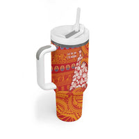 French Polynesia Christmas Tumbler With Handle Seashell Xmas Tree Tribal Waves DT05 - Polynesian Pride