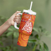 French Polynesia Christmas Tumbler With Handle Seashell Xmas Tree Tribal Waves DT05 - Polynesian Pride