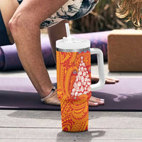 French Polynesia Christmas Tumbler With Handle Seashell Xmas Tree Tribal Waves DT05 - Polynesian Pride