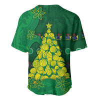 Cook Islands Christmas Baseball Jersey Seashell Xmas Tree Tribal Waves DT05 - Polynesian Pride