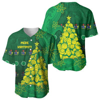 Cook Islands Christmas Baseball Jersey Seashell Xmas Tree Tribal Waves DT05 - Polynesian Pride