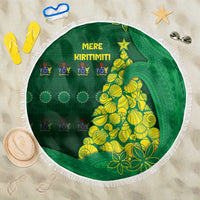 Cook Islands Christmas Beach Blanket Seashell Xmas Tree Tribal Waves DT05 One Size 150cm Green - Polynesian Pride