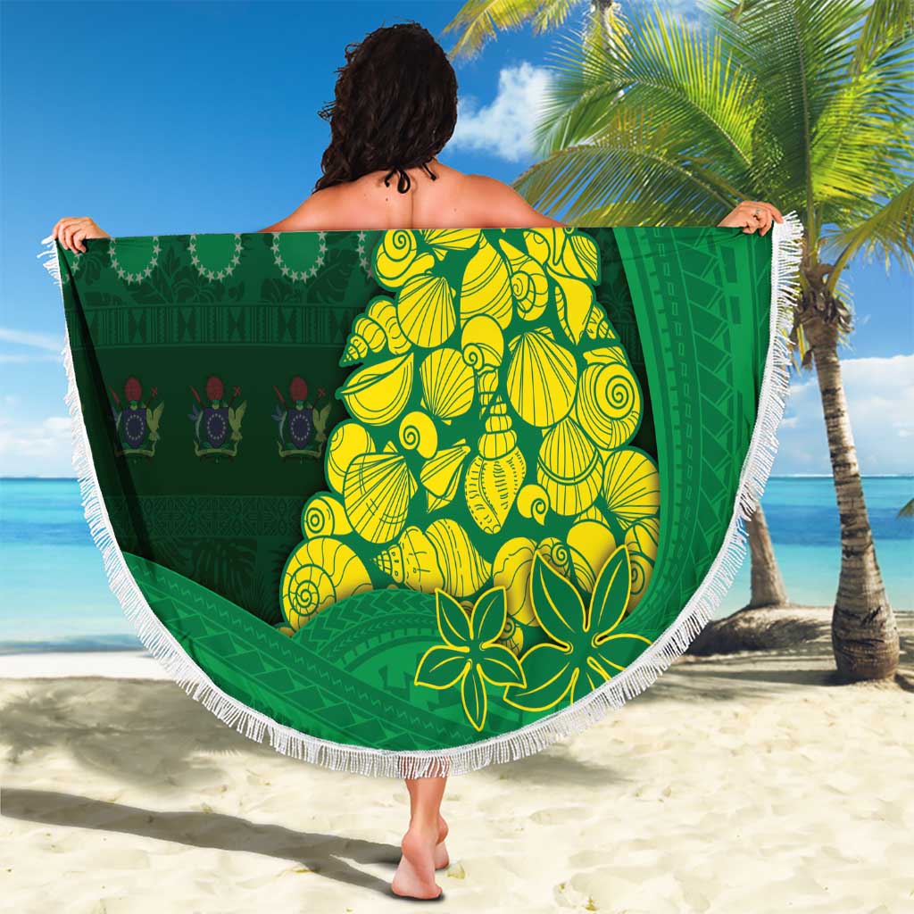 Cook Islands Christmas Beach Blanket Seashell Xmas Tree Tribal Waves DT05 - Polynesian Pride