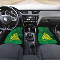 Cook Islands Christmas Car Mats Seashell Xmas Tree Tribal Waves DT05 Set 2pcs - Front Green - Polynesian Pride