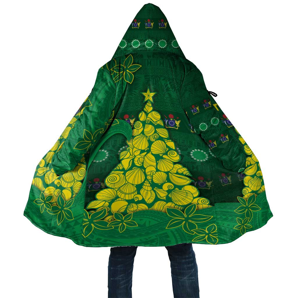 Cook Islands Christmas Cloak Seashell Xmas Tree Tribal Waves DT05 Unisex Green - Polynesian Pride
