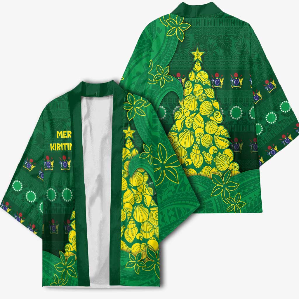 Cook Islands Christmas Kimono Seashell Xmas Tree Tribal Waves DT05 - Polynesian Pride