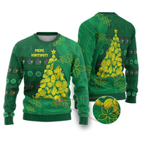 Cook Islands Christmas Ugly Christmas Sweater Seashell Xmas Tree Tribal Waves DT05 Green - Polynesian Pride