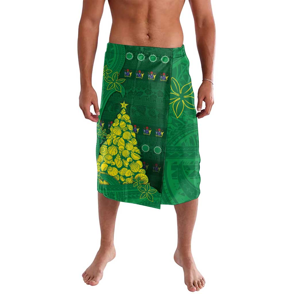 Cook Islands Christmas Lavalava Seashell Xmas Tree Tribal Waves DT05 Green - Polynesian Pride