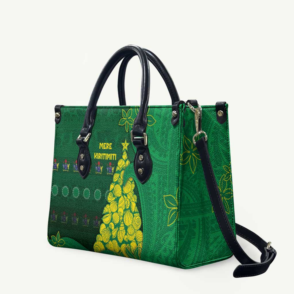 Cook Islands Christmas Leather Bag Seashell Xmas Tree Tribal Waves DT05 Green - Polynesian Pride